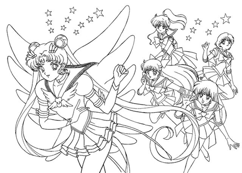 Usagi And Girls Coloring Page